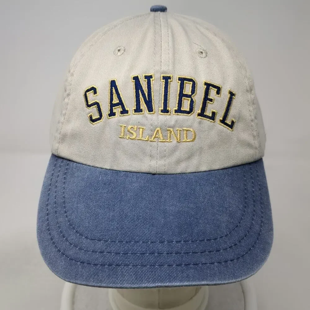 Headshot Baseball Cap Beige Blue One Size Sanibel Island Strapback Hat Cotton